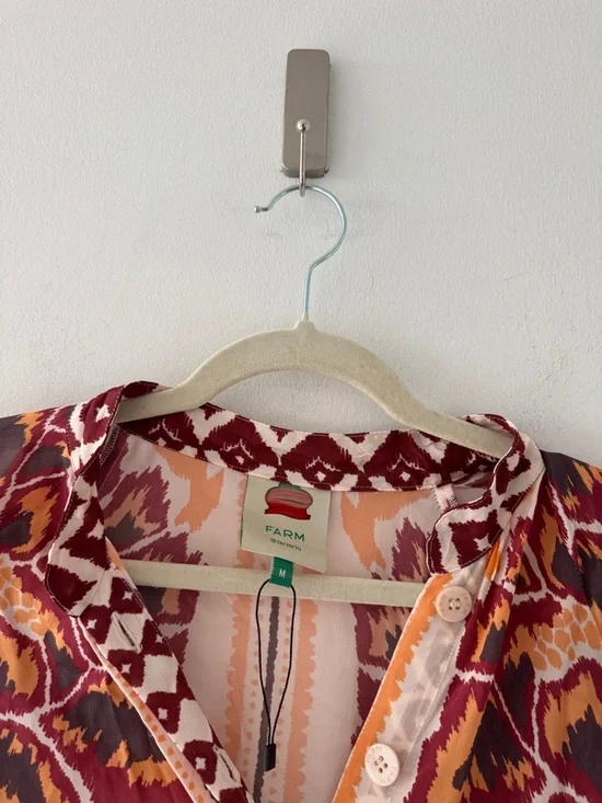 FARM RIO Tie Front Long Sleeve Shirtdress M - Picture 5 of 6